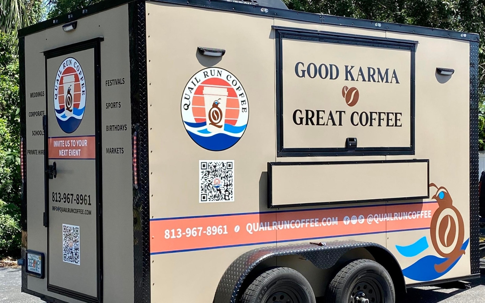 Quail Run Coffee mobile craft coffee shop serving the Brandon and Valrico Florida community