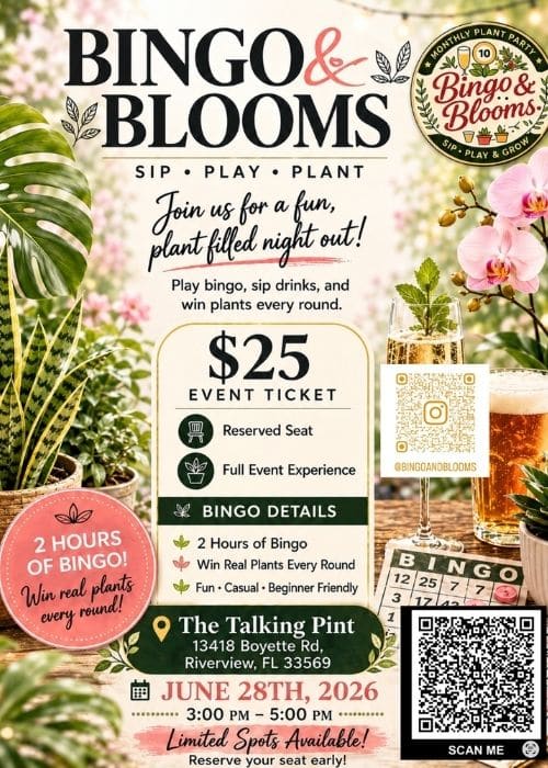 Bingo and Blooms event at The Talking Pint in Riverview Florida