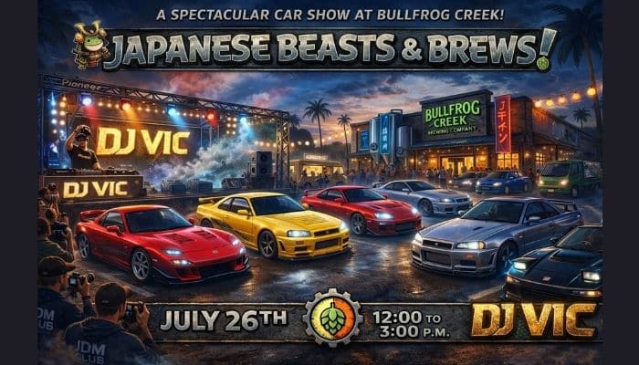 Japanese Beast and Brews JDM car event at Bullfrog Creek Brewing in Valrico Florida