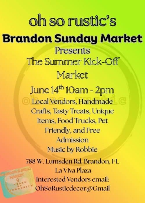 Oh So Rustic Brandon Sunday Market summer season kick off in Brandon Florida