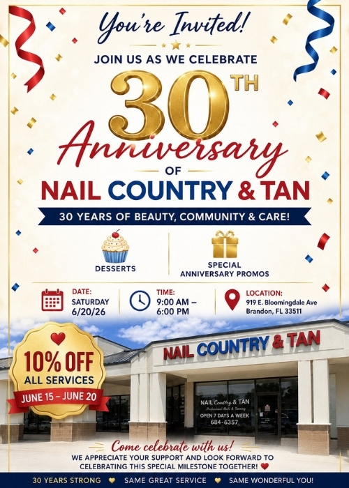 Nail Country and Tan 30th anniversary celebration in Brandon Florida