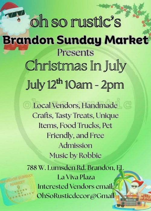 Oh So Rustic Brandon Sunday Market Christmas in July event in Brandon Florida