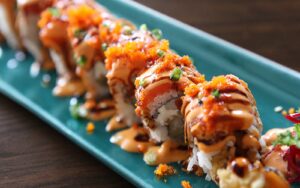 A roll of sushi in Brandon FL representing one of the top local sushi spots
