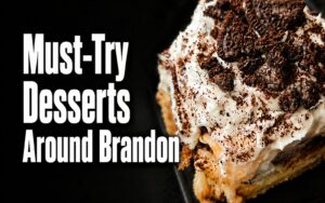 Best desserts in Brandon FL featuring a loaded cookies and cream cinnamon roll