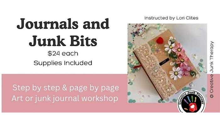 Junk Journal Workshop event at Creative Junk Therapy in Brandon Florida